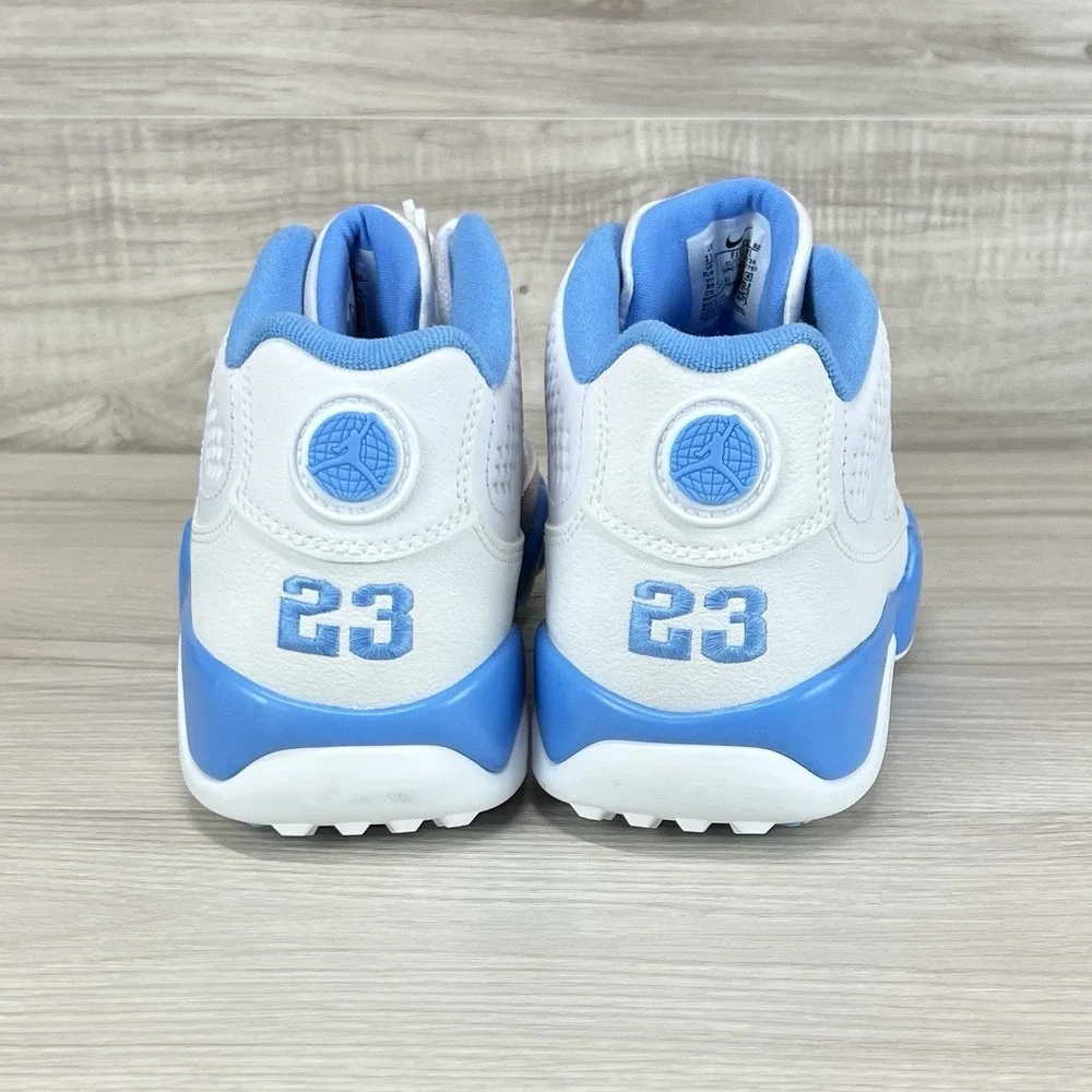 Men's 10.5 - Nike Air Jordan 9 UNC White University Blue Golf Shoes FJ5934-101